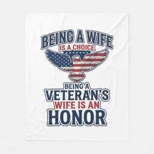 Veterans Wife Honour Patriotic Eagle Shirt Fleece Blanket
