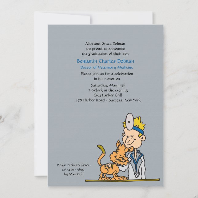 Vétérinaire Avec Invitation De Diplôme De Chat (Devant)