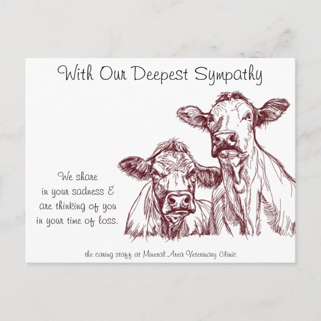 Vétérinaire Carte de Sympathie Vaches bétail (Devant)