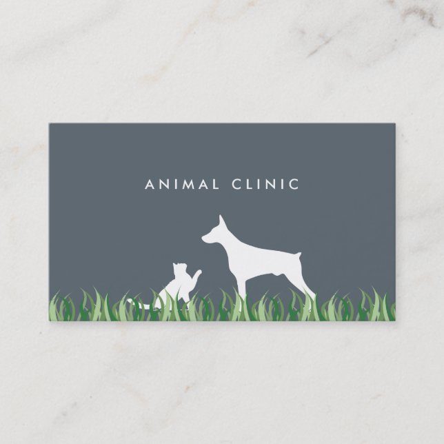 Vétérinaire Chat & Chien herbe i carte de visite (Devant)