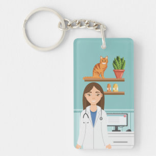 Vétérinaire Clinique Vétérinaire Femme avec chat o