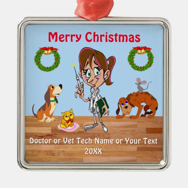 Vétérinaire de Noël Ornement Vet Tech (Devant)