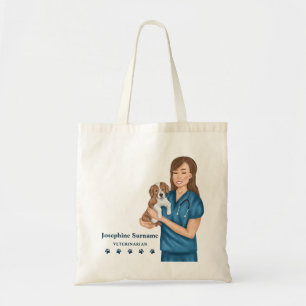 Veterinarian Animal Doctor Vet Woman And Puppy DVM Tote Bag