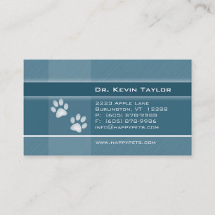 Veterinarian Business Card Denim Blue Paws