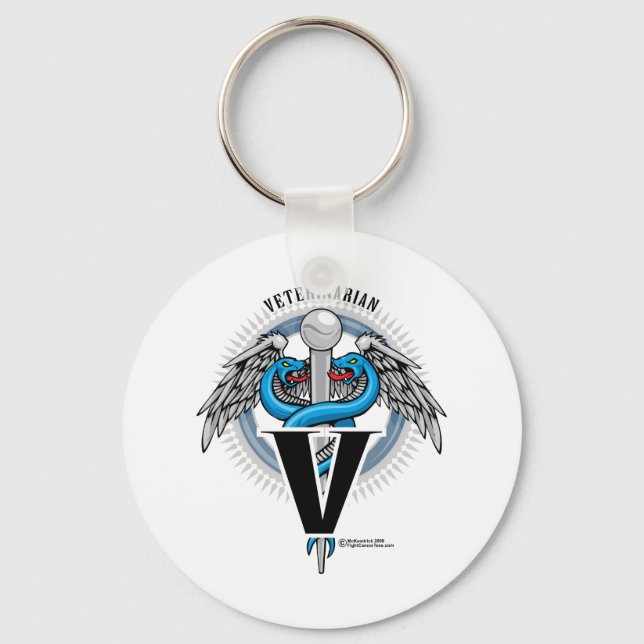 Veterinarian Caduceus Keychain (Front)