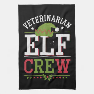 Veterinarian Christmas Elf Veterinary Technician  Kitchen Towel