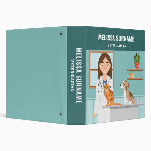 Veterinarian Clinic Vet Doctor Woman Custom Name Binder