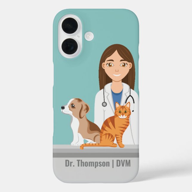 Veterinarian Clinic Vet Doctor Woman Custom Name Case-Mate iPhone Case (Back)
