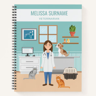 Veterinarian Clinic Vet Doctor Woman Custom Name Notebook