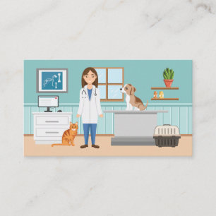 Veterinarian Clinic Vet Woman Pet Animal Doctor Business Card