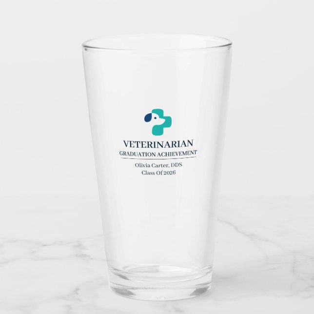 Veterinarian Custom Name Since Year Glass (Front)