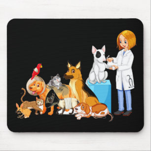 Veterinarian dogs being treated mouse pad