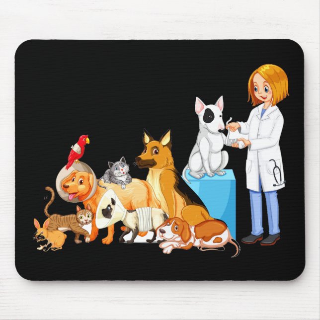 Veterinarian dogs being treated mouse pad (Front)