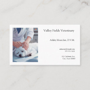 Veterinarian examines small dog business card