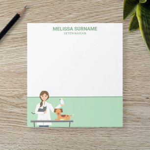 Veterinarian Female With Animals & Custom Text Notepad