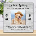 Veterinarian Gift Custom Pet Dog Photo Thank You  Plaque<br><div class="desc">Say 'Thank You' to your wonderful veterinarian with a cute personalized pet photo plaque from the dog! Personalize with the pet's name & favourite photo. This veterinary appreciation gift will be a treasure keepsake. Customize 'Best Veterinarian Ever' for Vet Assistant, Vet Tech or Veterinary Title. COPYRIGHT © 2020 Judy Burrows,...</div>