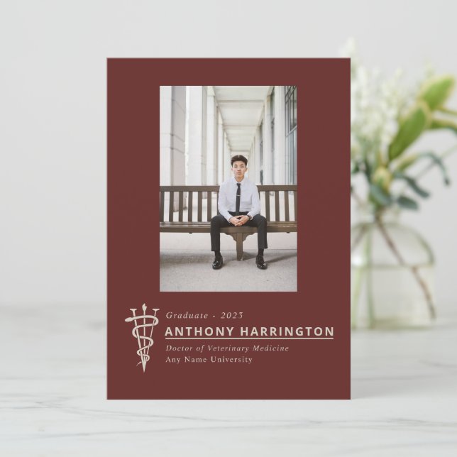 Veterinarian Graduation Garnet Gold Announcement (Standing Front)