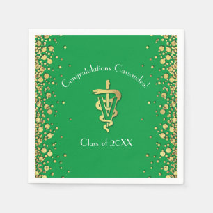 Veterinarian Graduation Green Gold Napkin