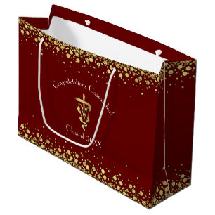 Veterinarian Graduation Maroon Gold Large Gift Bag