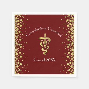 Veterinarian Graduation Maroon Gold Napkin