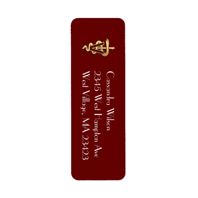 Veterinarian Graduation Maroon Gold Return Address (Front)