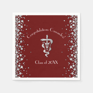 Veterinarian Graduation Maroon Silver Napkin