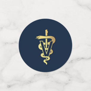 Veterinarian Graduation Navy Blue Gold Confetti