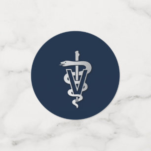 Veterinarian Graduation Navy Blue Silver Confetti