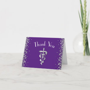 Veterinarian Graduation Purple Silver Thank You Card