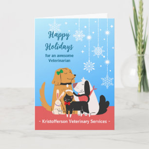 Veterinarian Happy Holidays with Pets Card