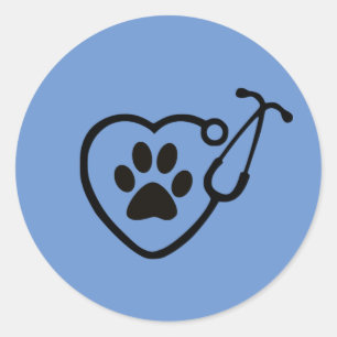 Veterinarian Heart Paw Print Stickers