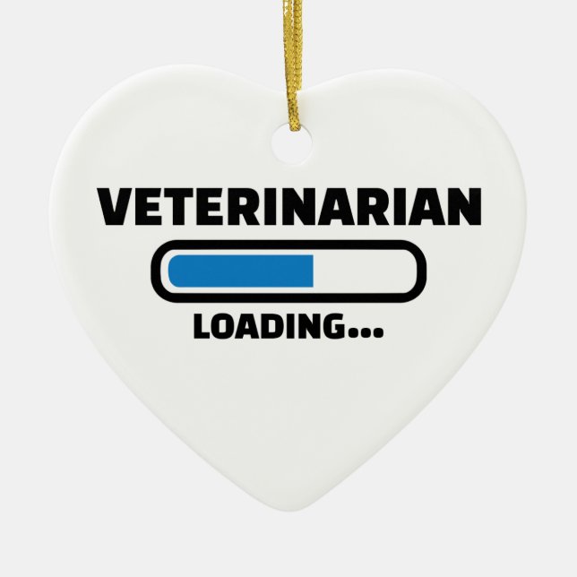 Veterinarian loading ceramic ornament (Front)