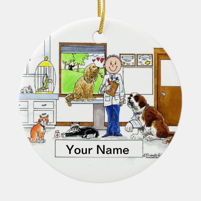 Veterinarian - Male Ceramic Ornament (Front)