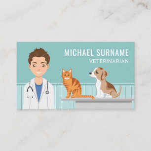 Veterinarian Medical Vet Man Pet Animal Doctor Business Card