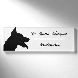 Veterinarian Name Tag Dog Silhouette