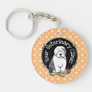 Veterinarian Old English Sheepdog Grey 1 Cute Vet Keychain