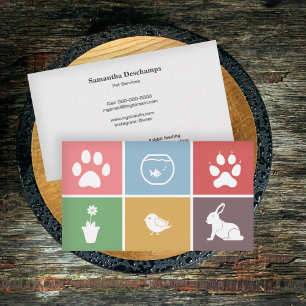 Veterinarian or Pet Services with Colored Squares  Business Card