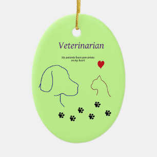 Veterinarian-Paw prints on my heart Ceramic Ornament