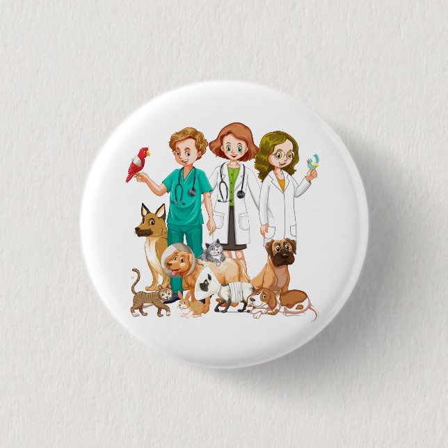 Veterinarian People Background 1 Inch Round Button (Front)