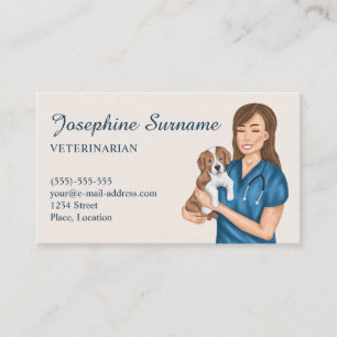 Veterinarian Pet Animal Doctor Vet Girl With Puppy Business Card