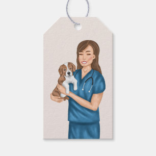 Veterinarian Pet Animal Doctor Vet Girl With Puppy Gift Tags