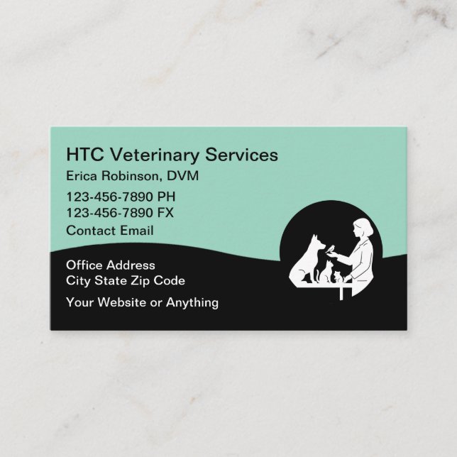Veterinarian Pet Doctor Business Cards (Front)