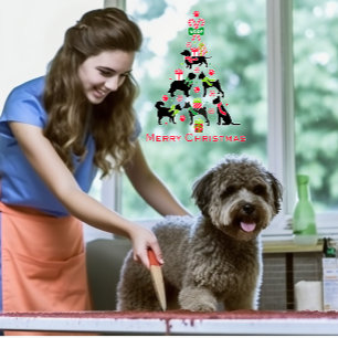 Veterinarian Pet Shop Dog Merry Christmas Tree Window Cling