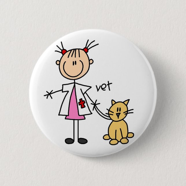Veterinarian Stick Figure Button (Front)