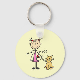 Veterinarian Stick Figure Keychain