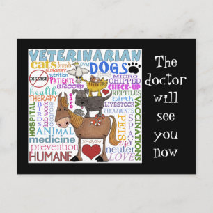Veterinarian-Subway Art Vet Terms Postcard