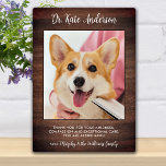 Veterinarian Thank You Custom Pet Dog Photo Rustic Plaque<br><div class="desc">Say 'Thank You' to your wonderful veterinarian with a cute personalized pet photo plaque from the dog! Personalize with the pet's name & favourite photo. This veterinary appreciation gift will be a treasure keepsake. Customize for Vet Assistant, Vet Tech or Veterinary Title. COPYRIGHT © 2020 Judy Burrows, Black Dog Art...</div>