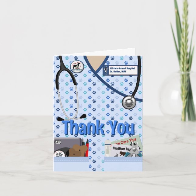 Veterinarian Thank You In Blue Card (Front)
