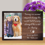 Veterinarian Thank You Personalized Pet Photo Plaque<br><div class="desc">Say 'Thank You' to your wonderful veterinarian with personalized pet photo plaque. "Saving one animal may not change the world, but it surely changed the world for 'your dogs name' ... forever grateful... !" Personalize with the pet's name & favourite photo. This veterinarian appreciation plaque will be a treasured gift....</div>