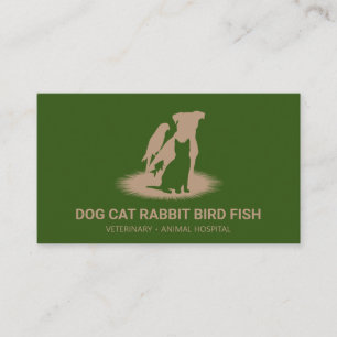Veterinarian Vet cat dog bird rabbit fish Business Card